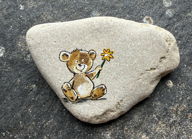 Cailloux de Naissance - Ourson Assit